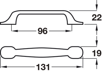 D Pull Handle, Aluminium, Fixing Centres 96 mm, Henrietta - Image 2